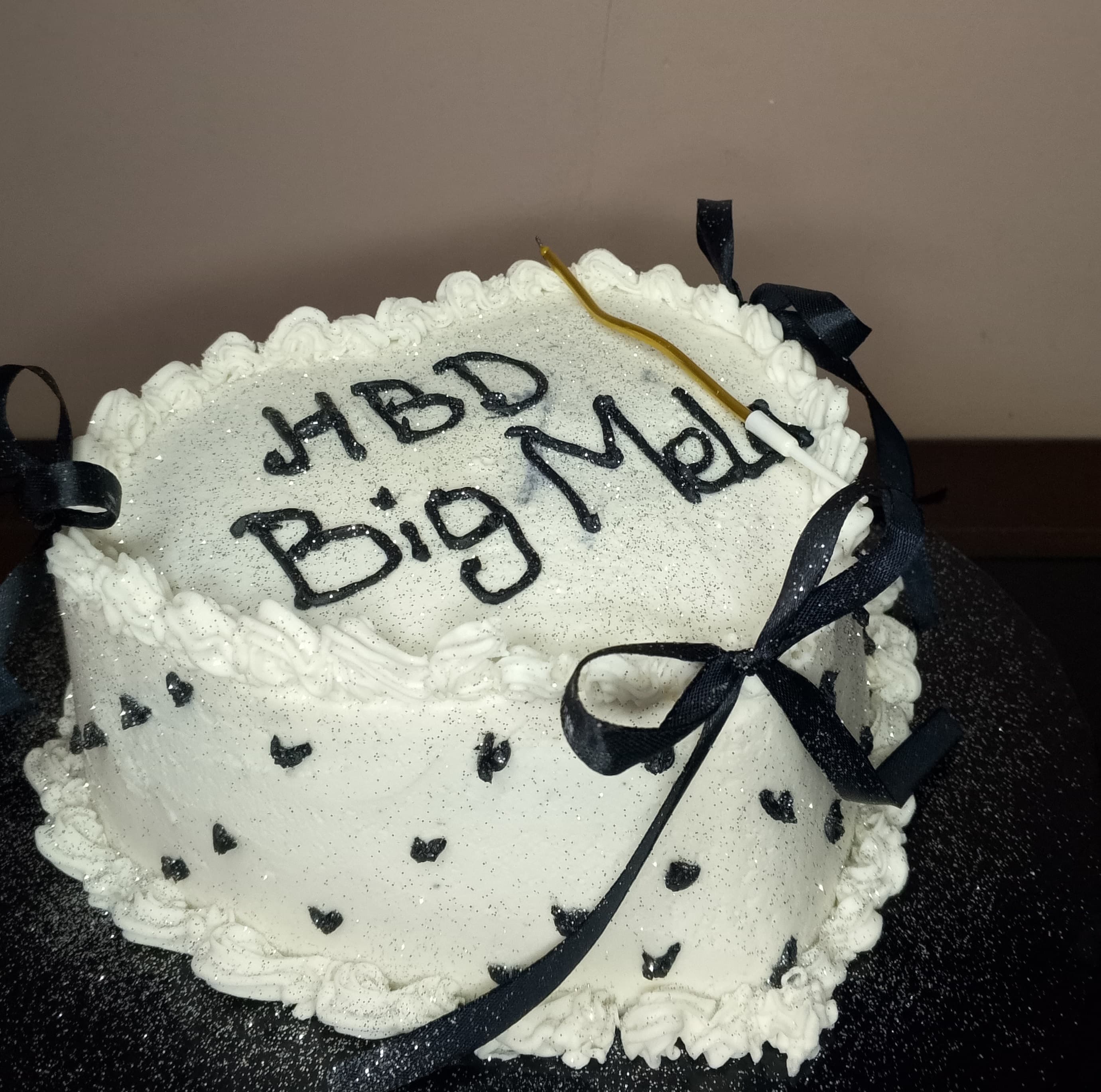 Black Bow Luxury Birthday Cake.